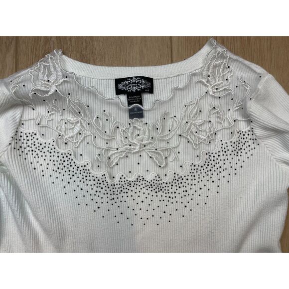 Oliver. O Anthropologie Embellished White Sweater, XL holidays fairy elegant - Picture 2 of 6